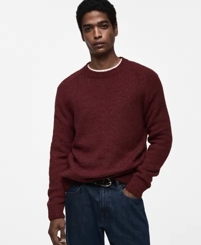 Mango Men's Slim-fit Wool-blend Knit Sweater In Burgundy
