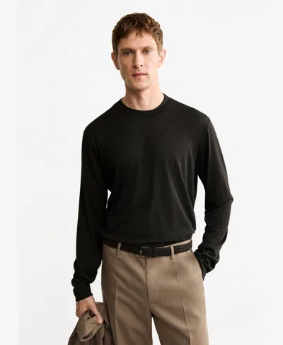 Mango Men's Slim-fit Wool-blend T-shirt In Black
