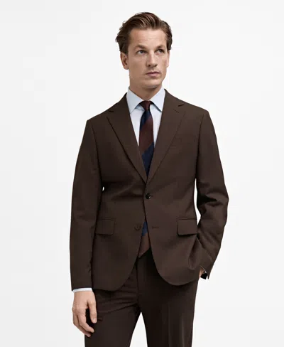 Mango Men's Slim-fit Wool Suit Blazer In Brown