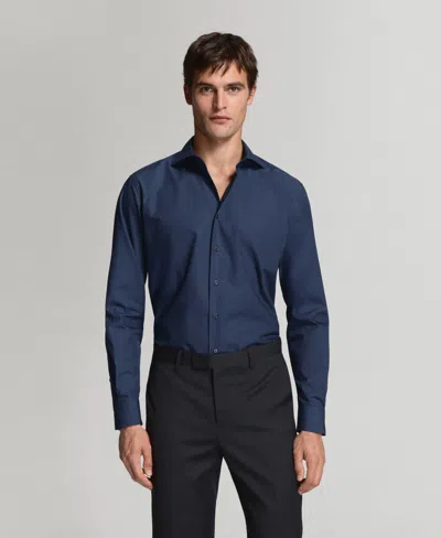 Mango Men's Slim-fit Cotton Poplin Dress Shirt In Blue