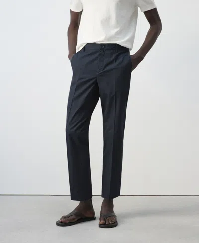 Mango Men's Slim-fit Cotton-lyocell-blend Pants In Blue