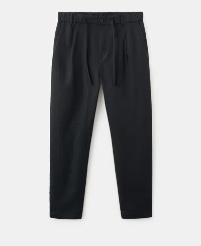 Mango Men's Slim-fit Cropped Cotton-linen Pants In Blue