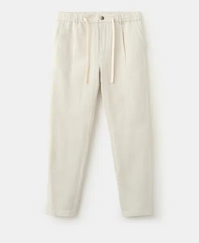 Mango Men's Slim-fit Cropped Cotton-linen Pants In Ecru