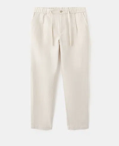 Mango Men's Slim-fit Cropped Cotton-linen Pants In Neutral
