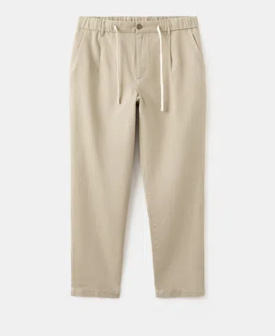 Mango Men's Slim-fit Cropped Cotton-linen Pants In Neutral