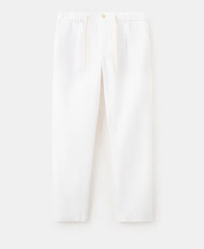 Mango Men's Slim-fit Cropped Cotton-linen Pants In Off White