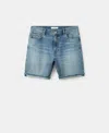 Mango Slim-fit Denim Bermuda Shorts In Blue