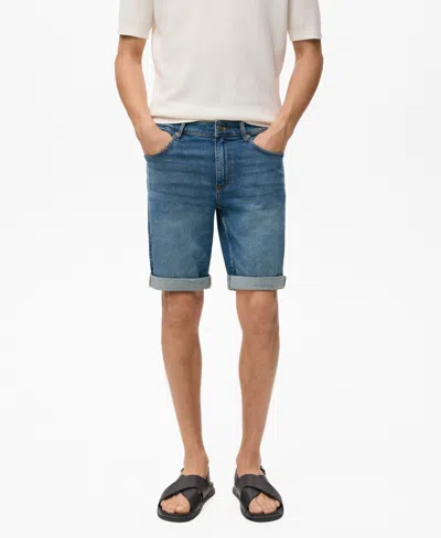 Mango Men's Slim-fit Denim Bermuda Shorts In Dark Blue