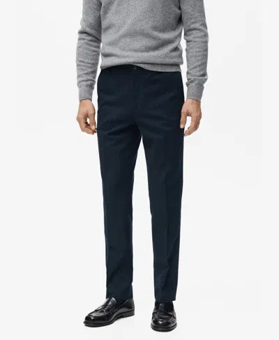 Mango Men's Slim-fit Flannel Pants In Dark Navy