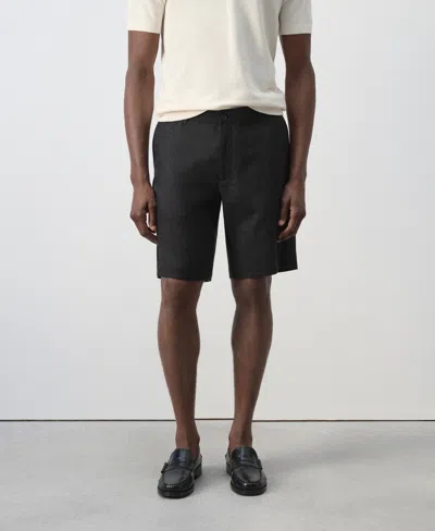 Mango Men's Slim-fit Linen 9.84" Bermuda Shorts In Black