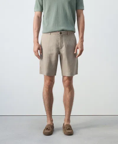 Mango Men's Slim-fit Linen 9.84" Bermuda Shorts In Brown