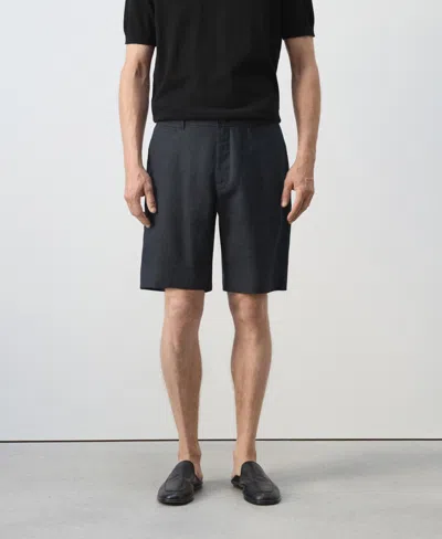 Mango Men's Slim-fit Linen 9.84" Bermuda Shorts In Black