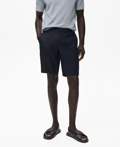 Mango Men's Slim-fit Linen Bermuda Shorts In Dark Navy