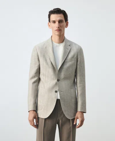 Mango Men's Slim-fit Linen Blazer In Gray