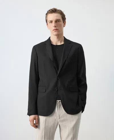 Mango Men's Slim-fit Linen-blend Suit Jacket In Black