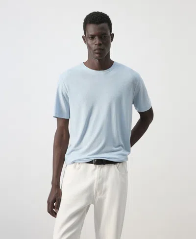 Mango Men's Slim-fit Linen-blend T-shirt In Blue