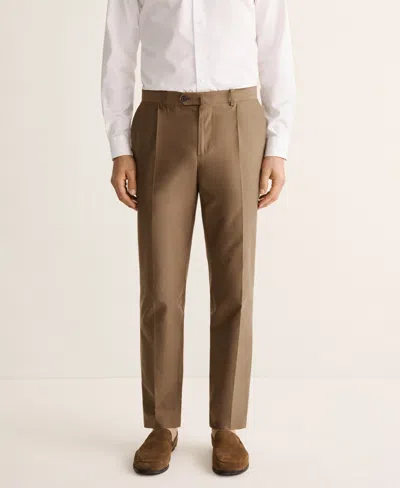 Mango Slim Fit Suit Pants In Brown