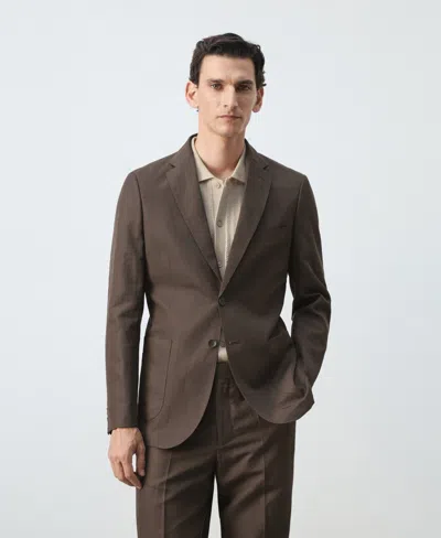 Mango Men's Slim-fit Lyocell-linen Suit Jacket In Brown