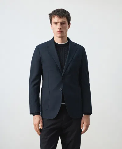 Mango Slim-fit Jacket With Pockets Navy In Blue