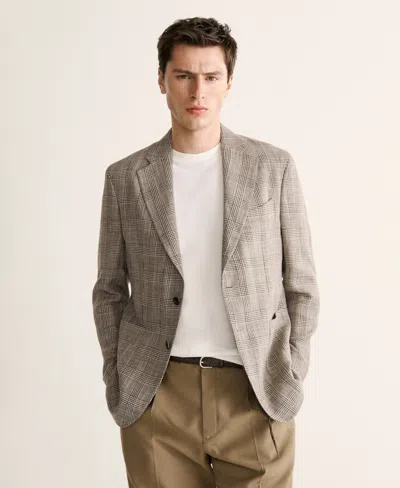 Mango Men's Slim-fit Prince Of Wales Checkered Blazer In Gray