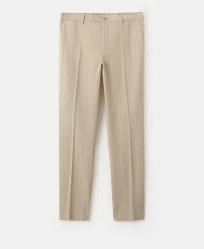 Mango Men's Slim-fit Striped Linen-cotton Pants In Brown