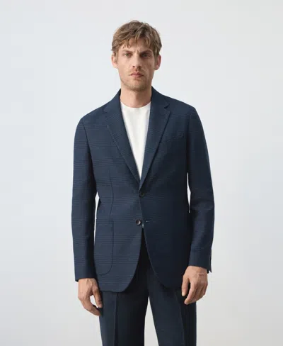 Mango Men's Slim-fit Striped Linen-cotton Suit Blazer In Navy