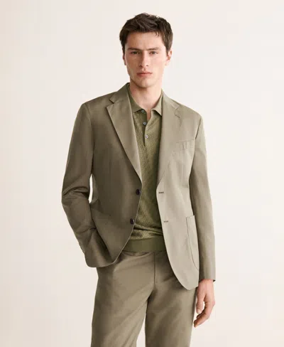Mango Men's Slim-fit Wool-cotton Suit Jacket In Gray