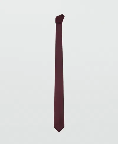 Mango Men's Smooth Micro-structured Tie In Burgundy