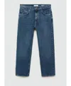 Mango Crop Tapered Jeans In Dark Blue