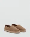 Mango Solid Leather Espadrille In Brown