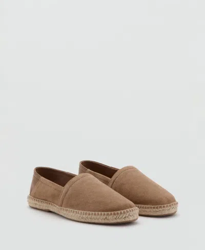 MANGO MEN'S SOLID LEATHER ESPADRILLES LOAFERS
