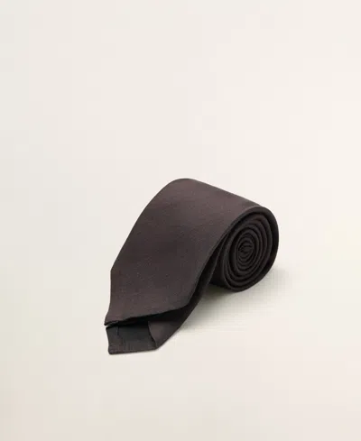 Mango Men's Solid Linen-silk-blend Tie In Black