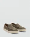Mango Men's Split Leather Shoes In Khaki