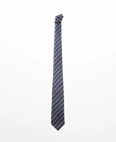 Mango Men's Stain-resistant Striped Tie In Navy