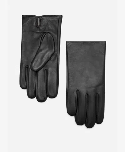 MANGO MEN'S STITCHING DETAIL LEATHER GLOVES