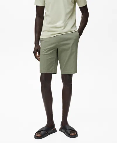 Mango Men's Straight Cotton 10" Bermuda Shorts In Green