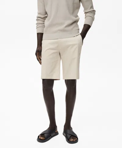 Mango Men's Straight Cotton 10" Bermuda Shorts In Sand