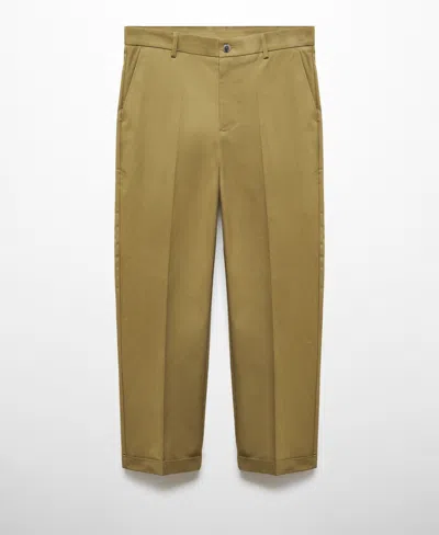 Mango Men's Straight-fit Cotton Pants In Olive Green