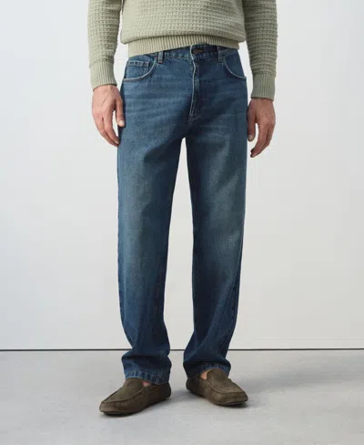 Mango Men's Straight Fit Cotton-linen Jeans In Multi