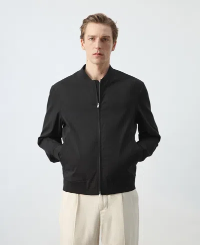 Mango Men's Straight Lyocell Bomber Jacket In Black