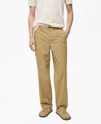 Mango Men's Straight-fit Cotton Pants In Beige
