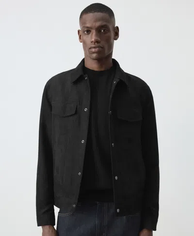 Mango Men's Straight-fit Shirt-collar Denim Jacket In Black