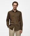 Mango Stretch Button-up Shirt In Brown