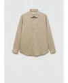 Mango Stretch Button-up Shirt In Light,pastel Gray
