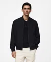 Mango Men's Stretch Fabric Bomber Jacket In Dark Navy