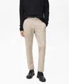 Mango Slim Fit Flat Front Elastic Waist Pants In Sand