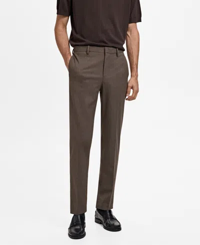 Mango Men's Stretch Fabric Super Slim-fit Suit Pants In Brown
