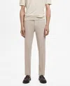 Mango Slim Fit Flat Front Pants In Neutral