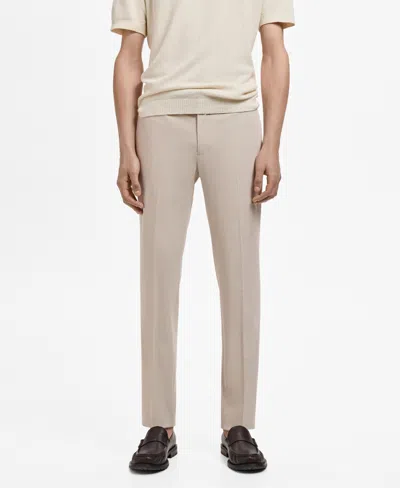 Mango Slim Fit Flat Front Pants In Neutral