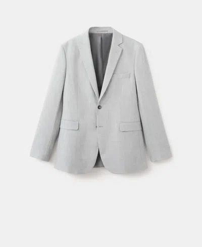 Mango Super Slim-fit Suit Jacket In Stretch Fabric Light Heather Grey In Gray